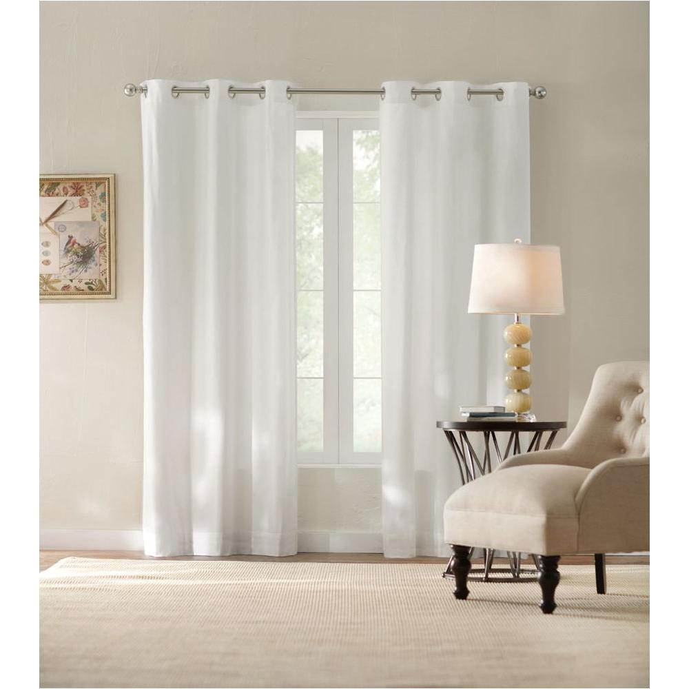 semi opaque white cotton duck grommet curtain