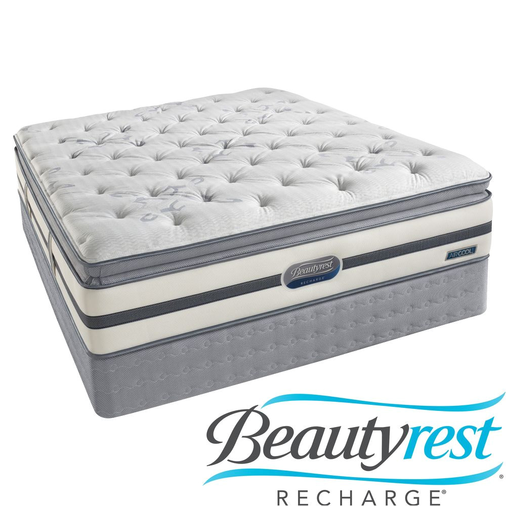 beautyrest recharge maddyn plush pillow top queen size mattress set overstock com shopping the best deals on mattresses