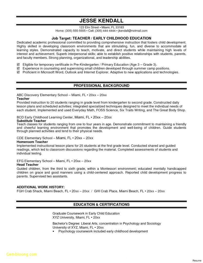 sample resume for teacher fresh graduate new sample resume for fresh graduate without work experience new sample wattweiler org new sample resume for