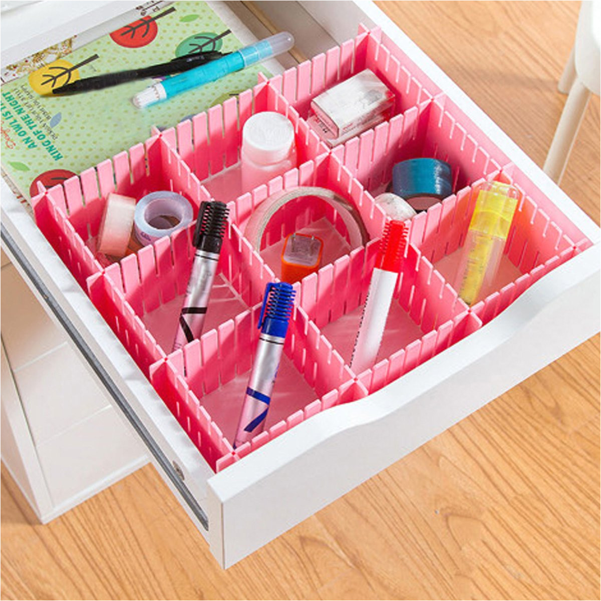 amazon com coralpearl plastic desk diy grid drawer dividers adjustable tidy closet shelf storage organizers for purses ties tshirts pens bras sock