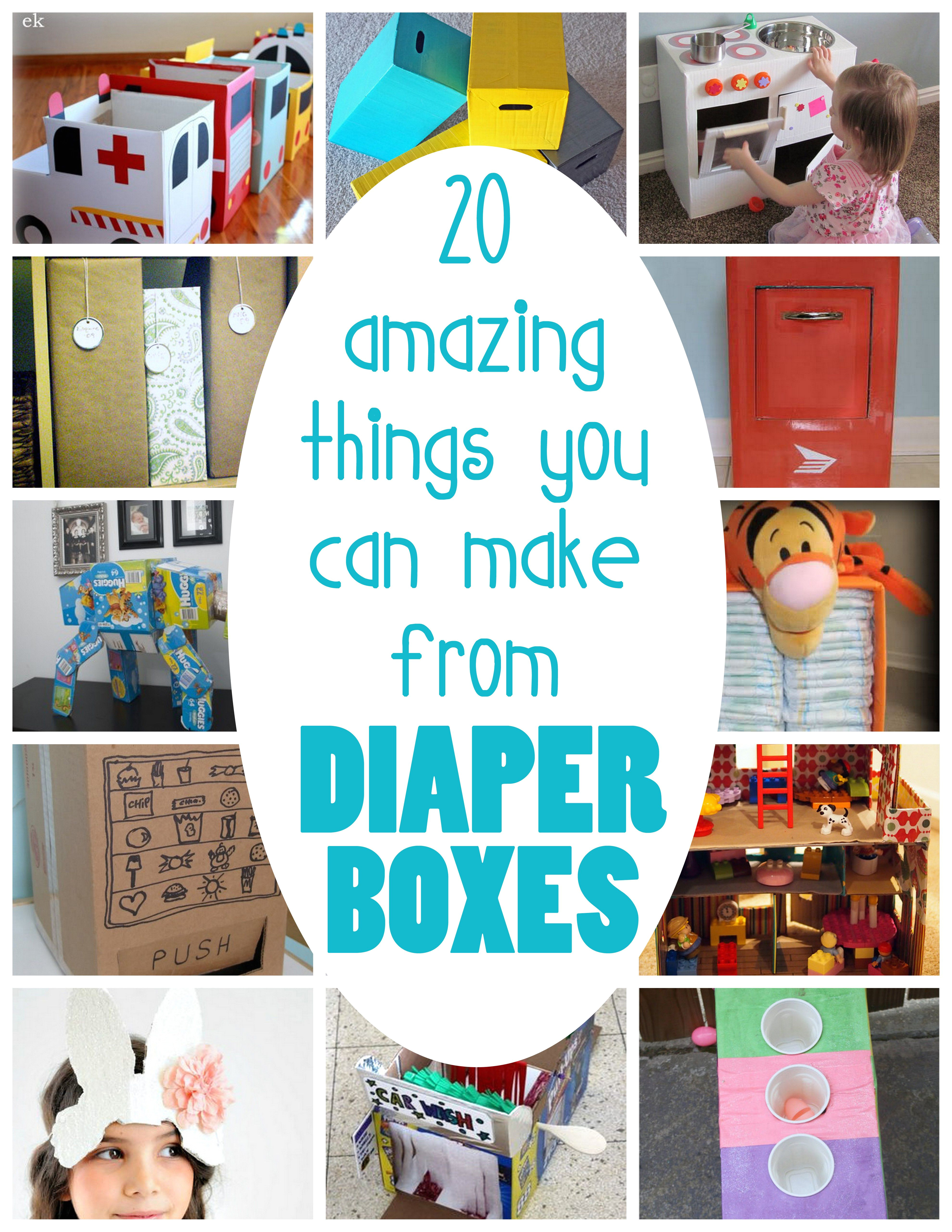 20 clever ways to reuse those sturdy boxes diapers come in i love the vending machine and mailbox especially