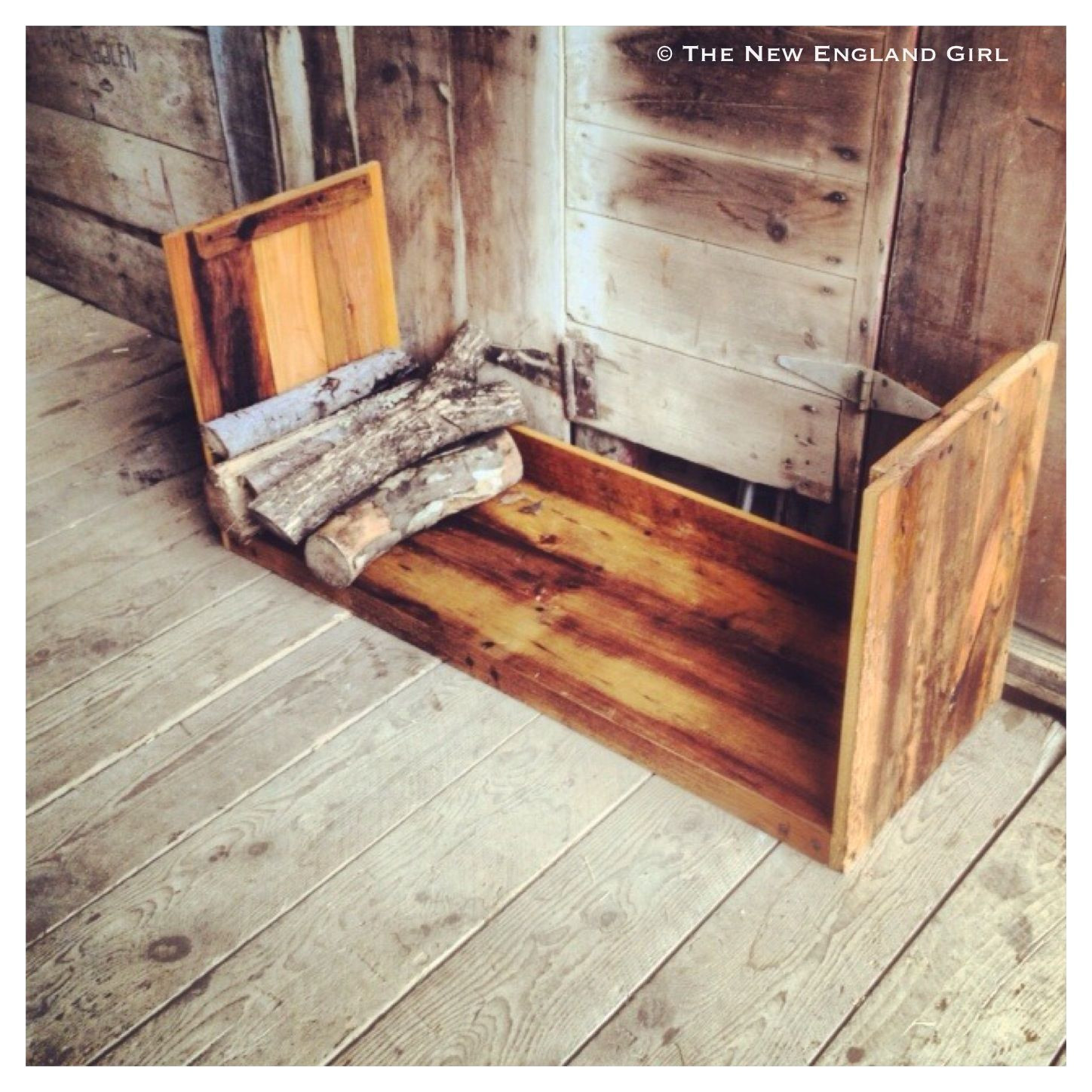 barn board firewood holder