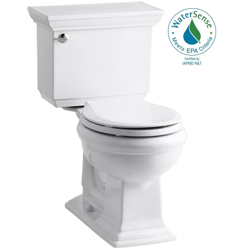 kohler memoirs stately 2 piece 1 28 gpf single flush round toilet with aquapiston flushing technology