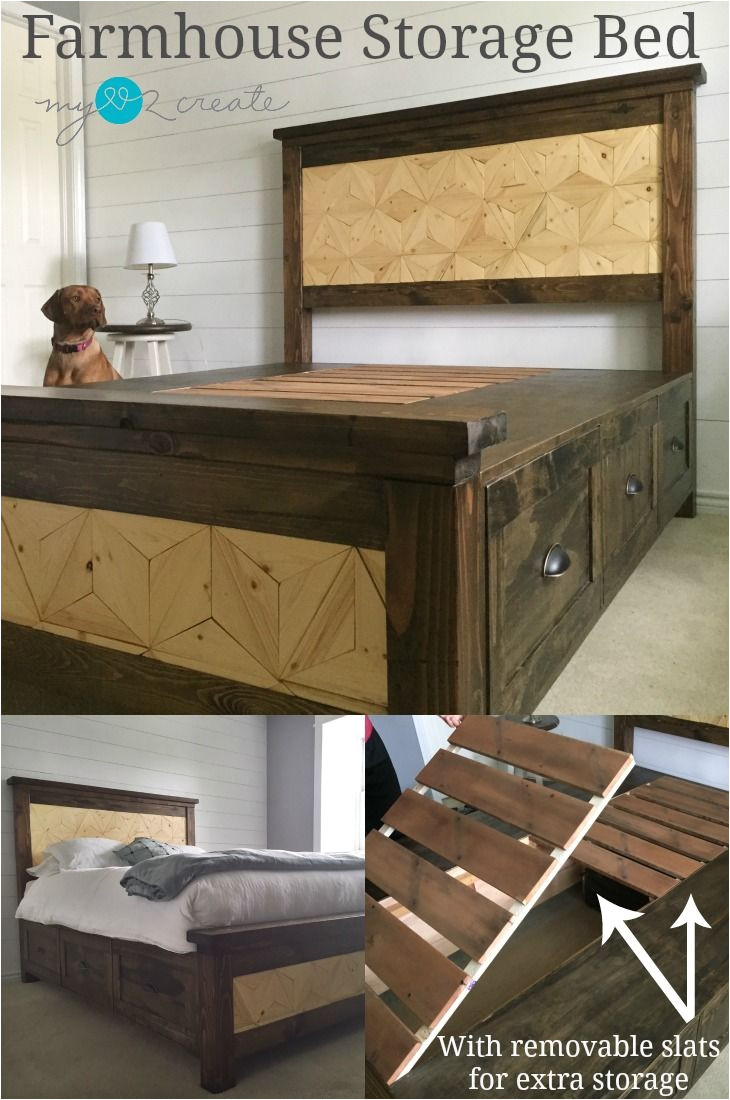 farmhouse storage bed with removable slats for extra storage mylove2create