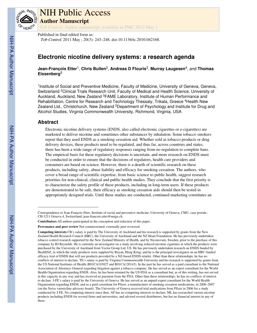 pdf nicotine levels in electronic cigarettes