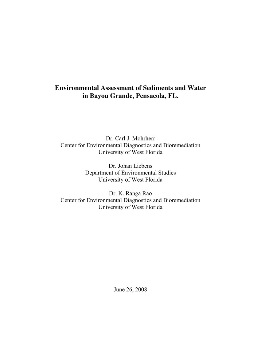 pdf environmental assessment of sediments and water in bayou grande pensacola fl