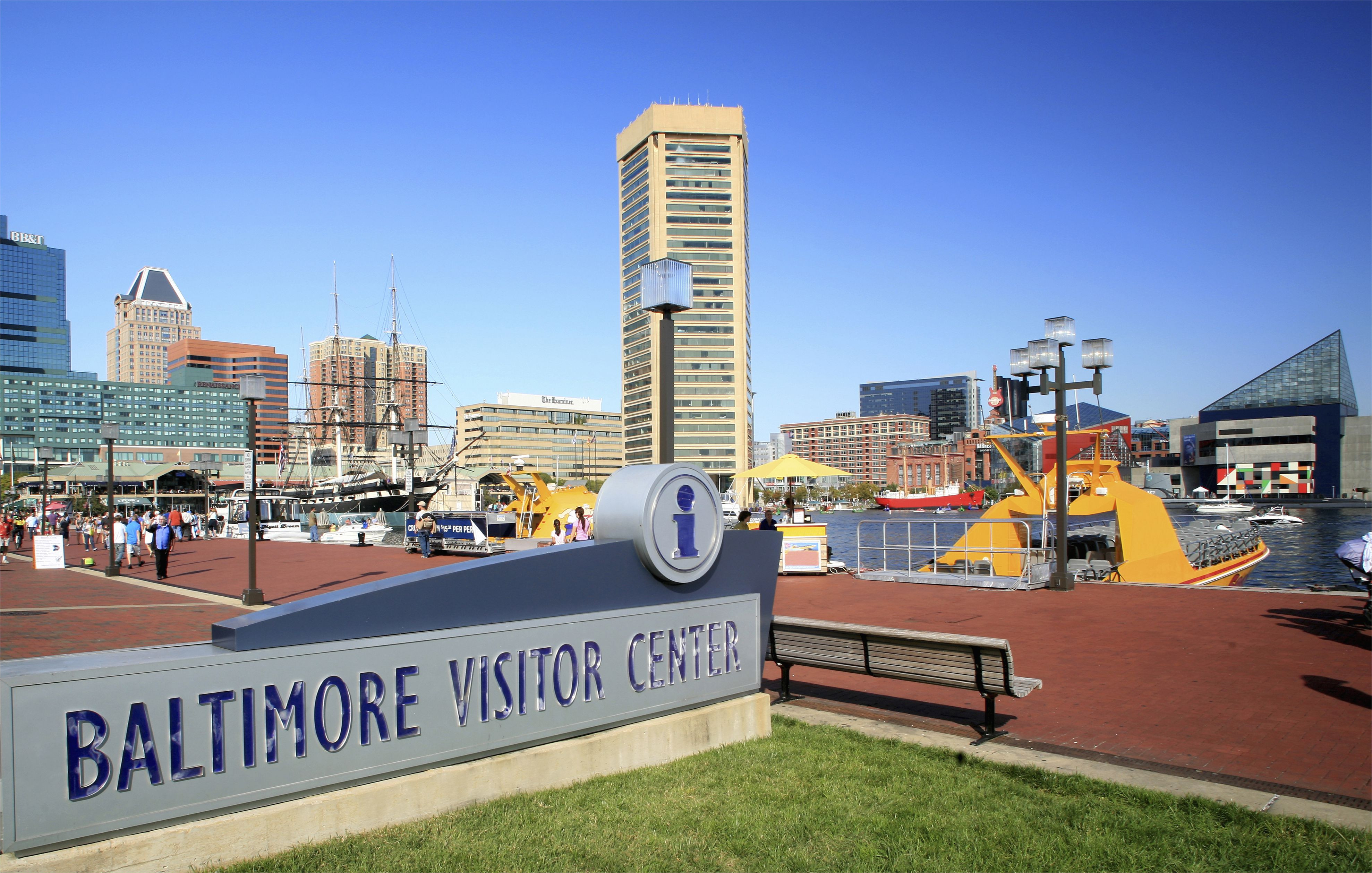 inner harbor and baltimore skyline maryland usa