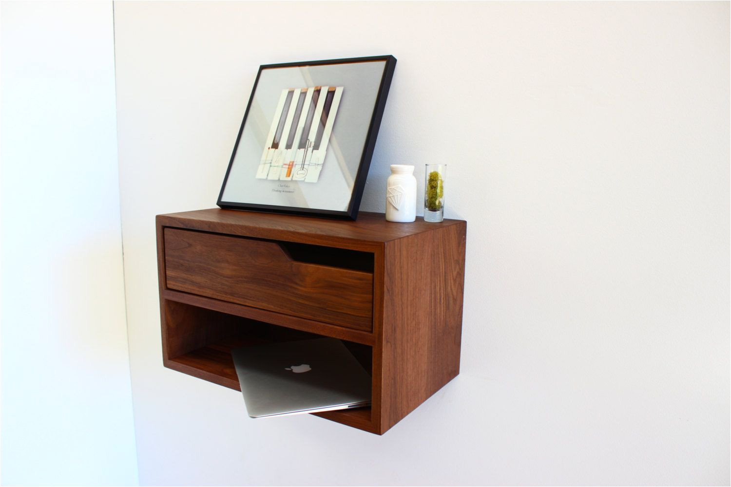 Floating Nightstand with Drawer Diy Floating Nightstand with Shelf Walnut Hardwood 20 L Mid Century