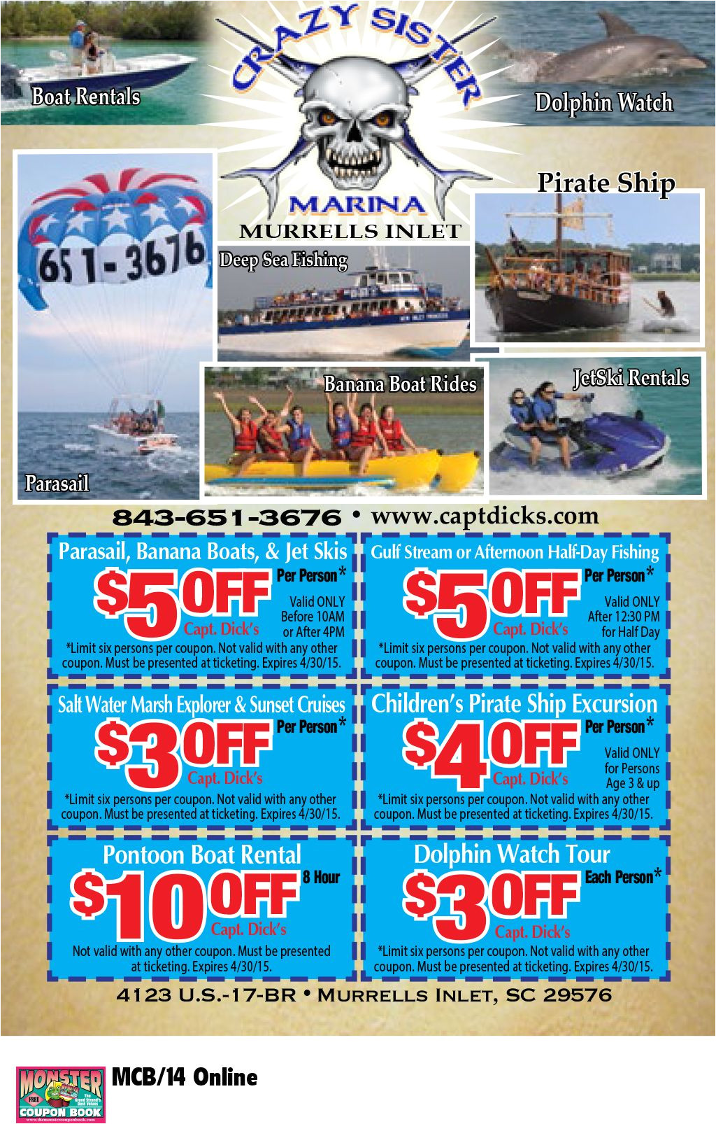 Fort Sumter tours Coupons Crazy Sister Marina Myrtle Beach Resorts Coupons for Myrtle