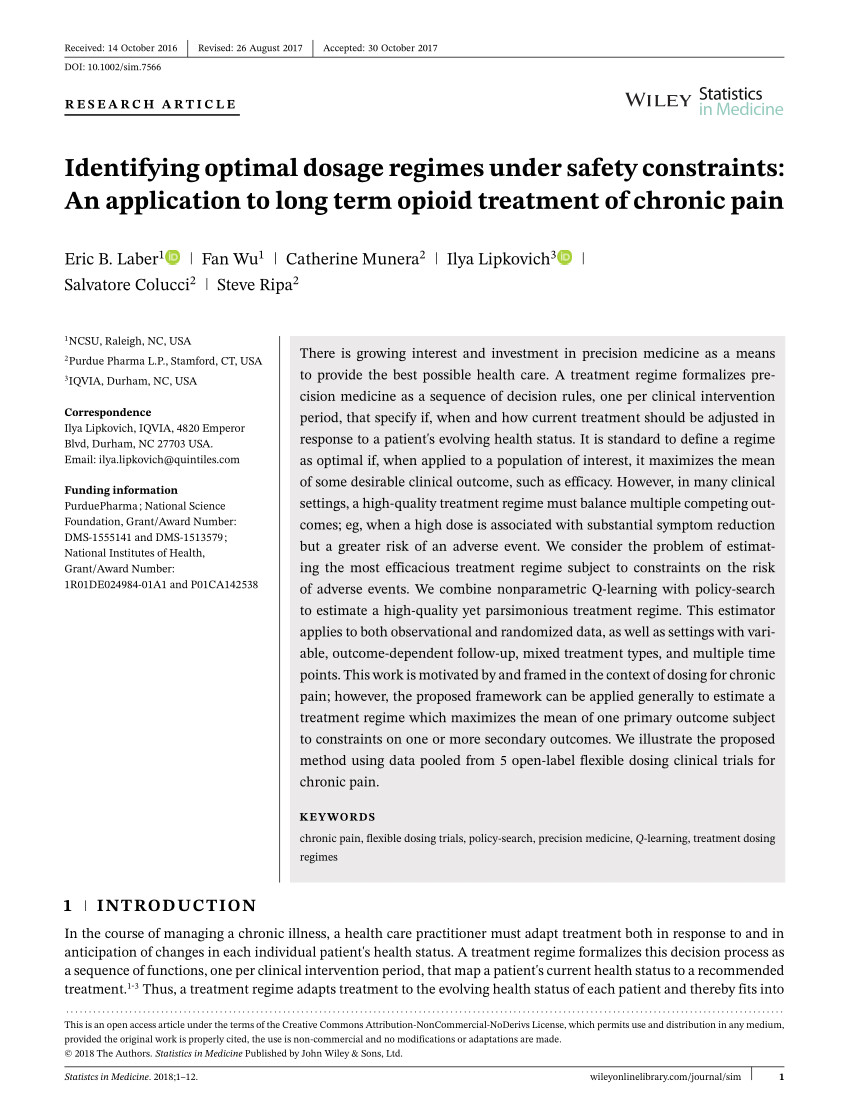 pdf identifying optimal dosage regimes under safety constraints an application to long term opioid treatment of chronic pain