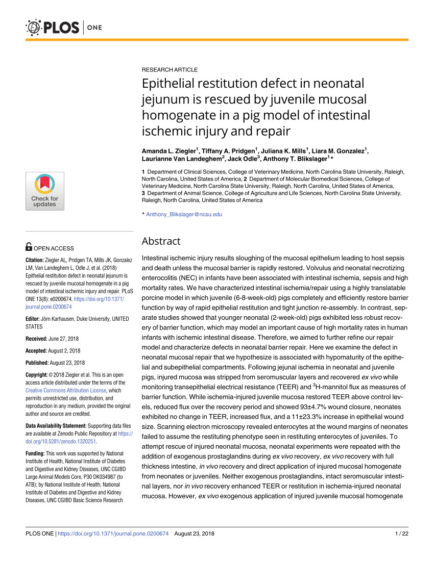 pdf restoration of barrier function in injured intestinal mucosa