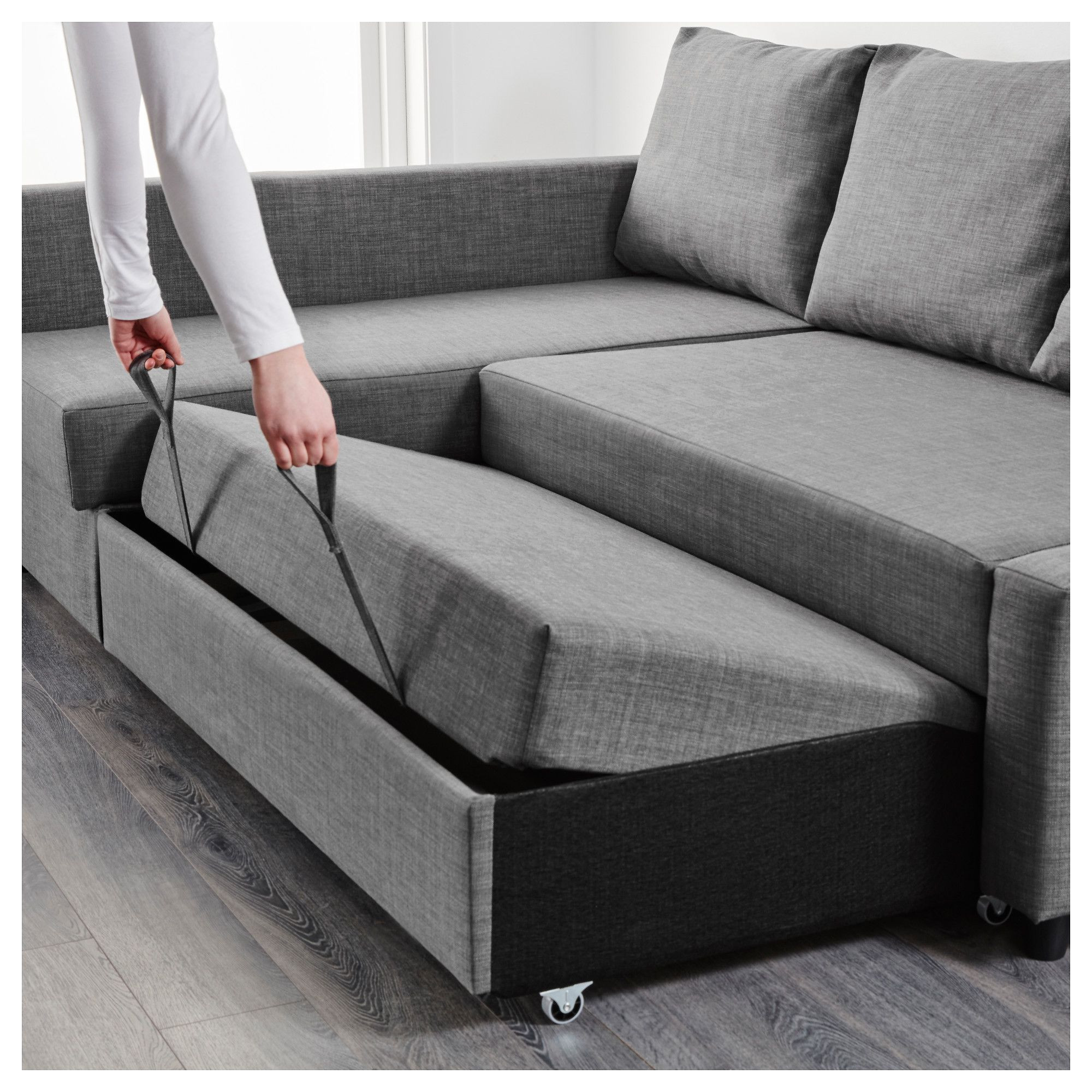 ikea friheten corner sofa bed with storage skiftebo dark gray