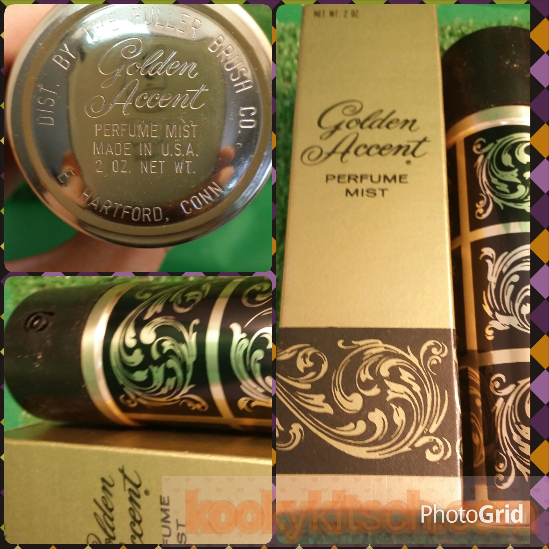 vintage fuller brush golden accent perfume mist bottle and box 2 oz