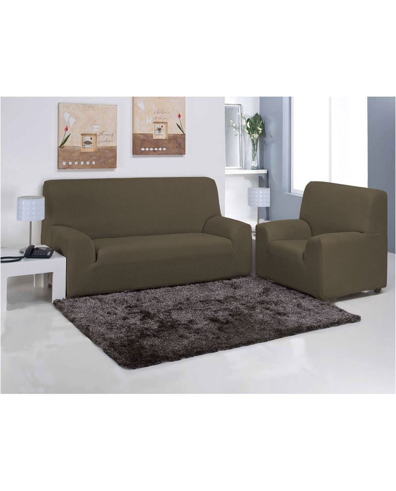 funda de sofa en color marra n para no cambiar el viejo sofa una funda moderna actual y que se ajusta perfectamente para renovar el sofa de forma barata