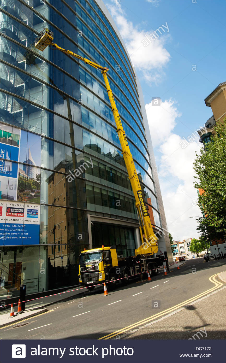 window cleaning at the point reading berkshire uk stock image