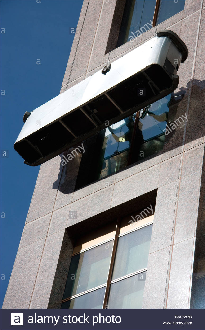 modern glass office window cleaning platform high stock image