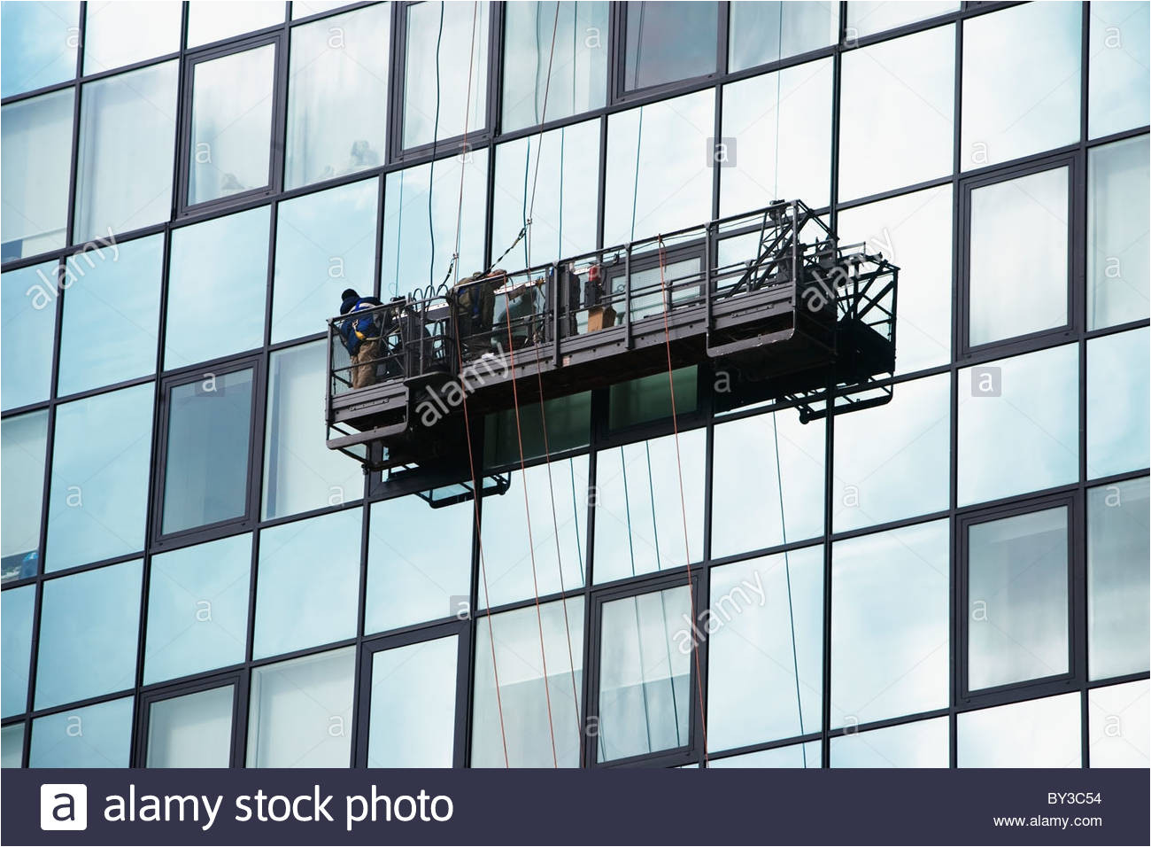 usa new york city manhattan window cleaning platform on building stock image