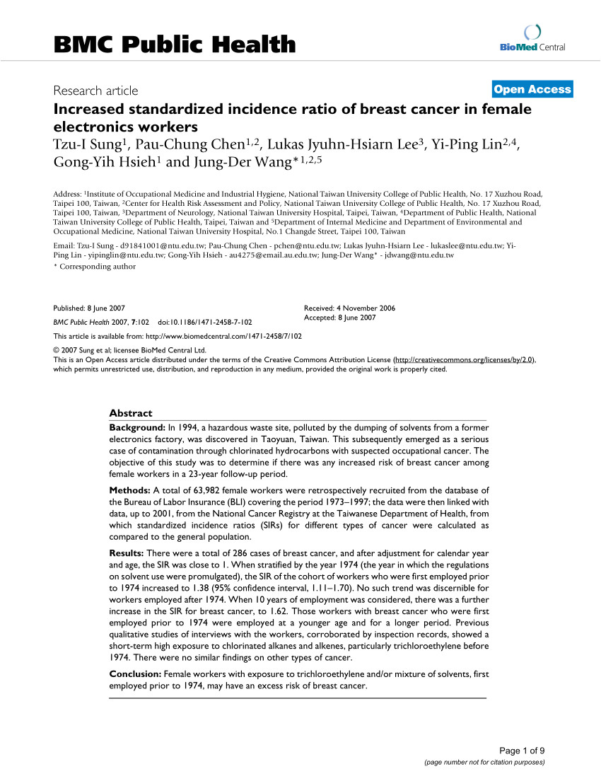 pdf health risk assessment on residents living with groundwater contaminated by chlorinated hydrocarbons