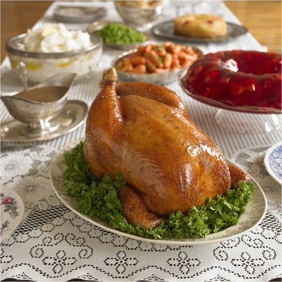 thanksgiving turkey with all the right side dishes