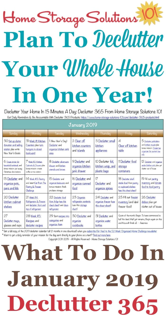 free printable january 2019 decluttering calendar with daily 15 minute missions follow the entire