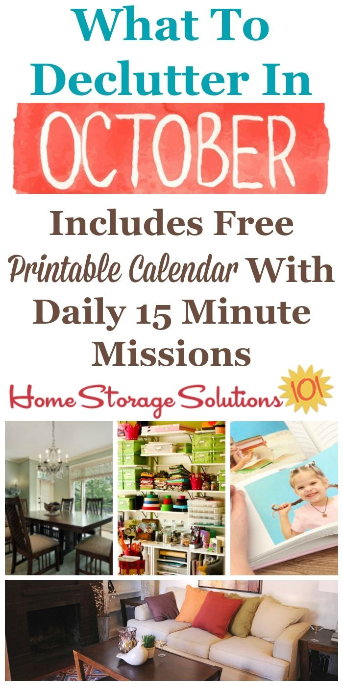 free printable october decluttering calendar with daily 15 minute missions listing exactly what you should