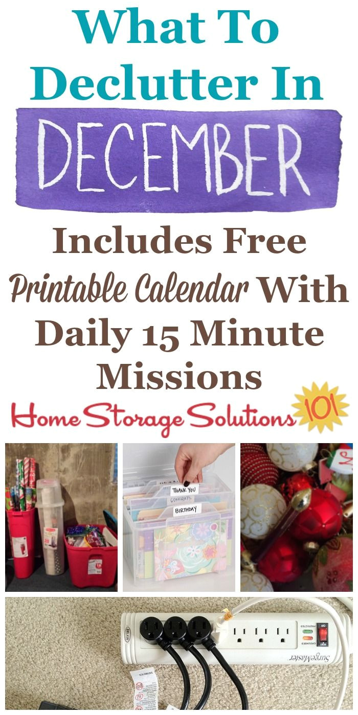 december declutter calendar 15 minute daily missions for month home storage solutionsmessy houseprintable