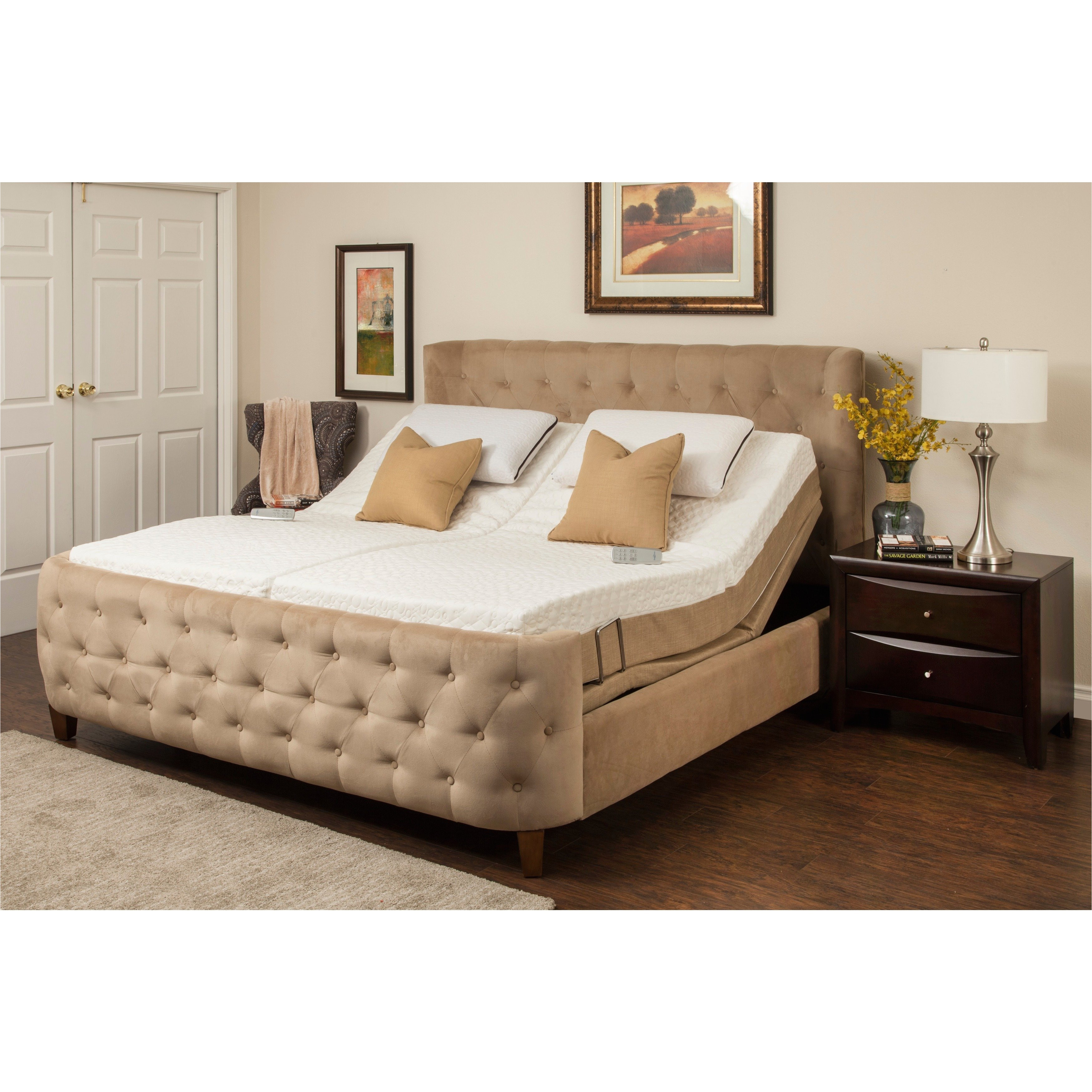 shop sleep zone malibu 12 inch split california king size memory foam and latex adjustable mattress set free shipping today overstock com 10951389