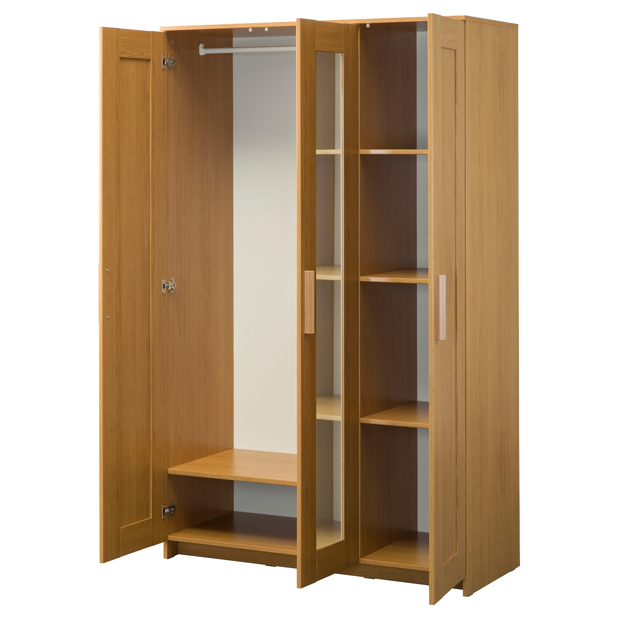 ikea brimnes wardrobe with 3 doors oak effect 117x190 cm the mirror door can be placed on the left side right side or in the middle