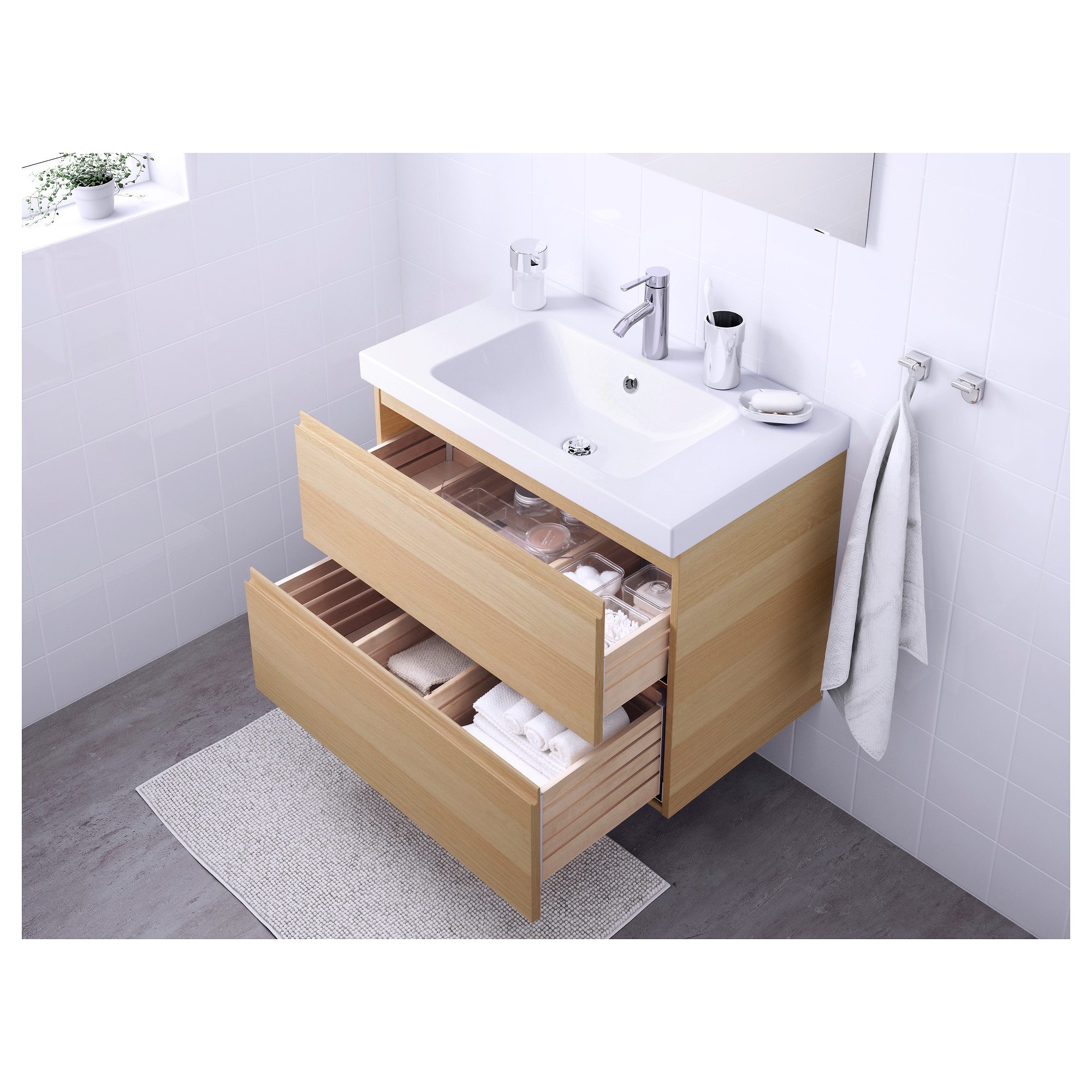 godmorgon odensvik sink cabinet with 2 drawers high gloss white ikea