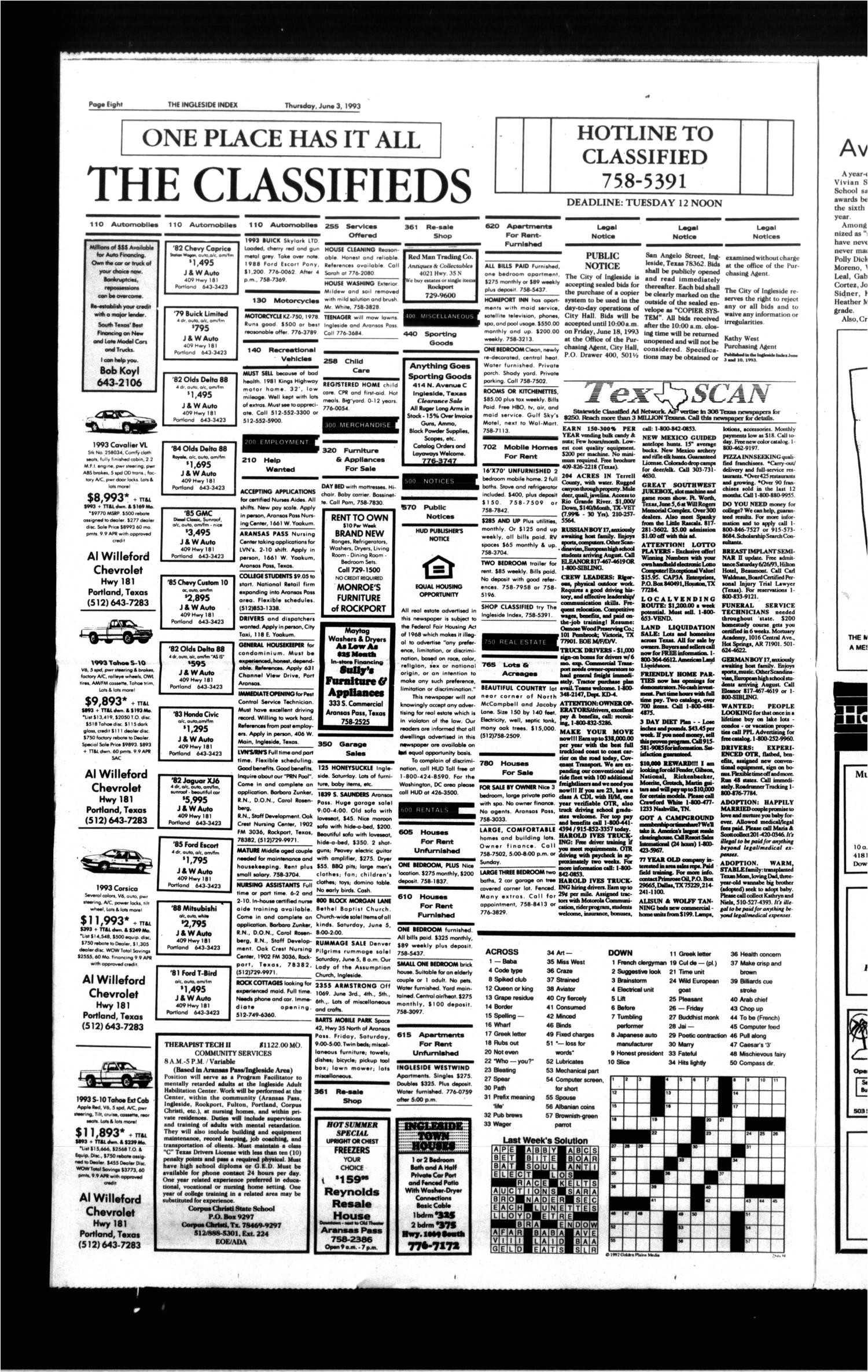 the ingleside index ingleside tex vol 44 no 18 ed 1 thursday june 3 1993 page 8 of 13 the portal to texas history