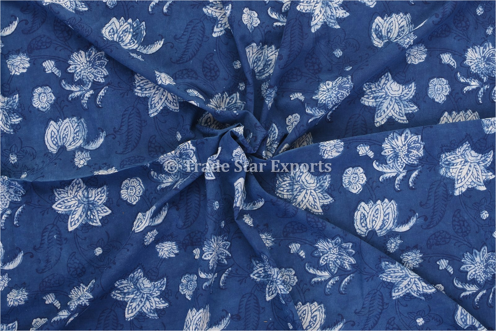 indigo block print cotton fabric 5 yard sanganeri fabric for dress making