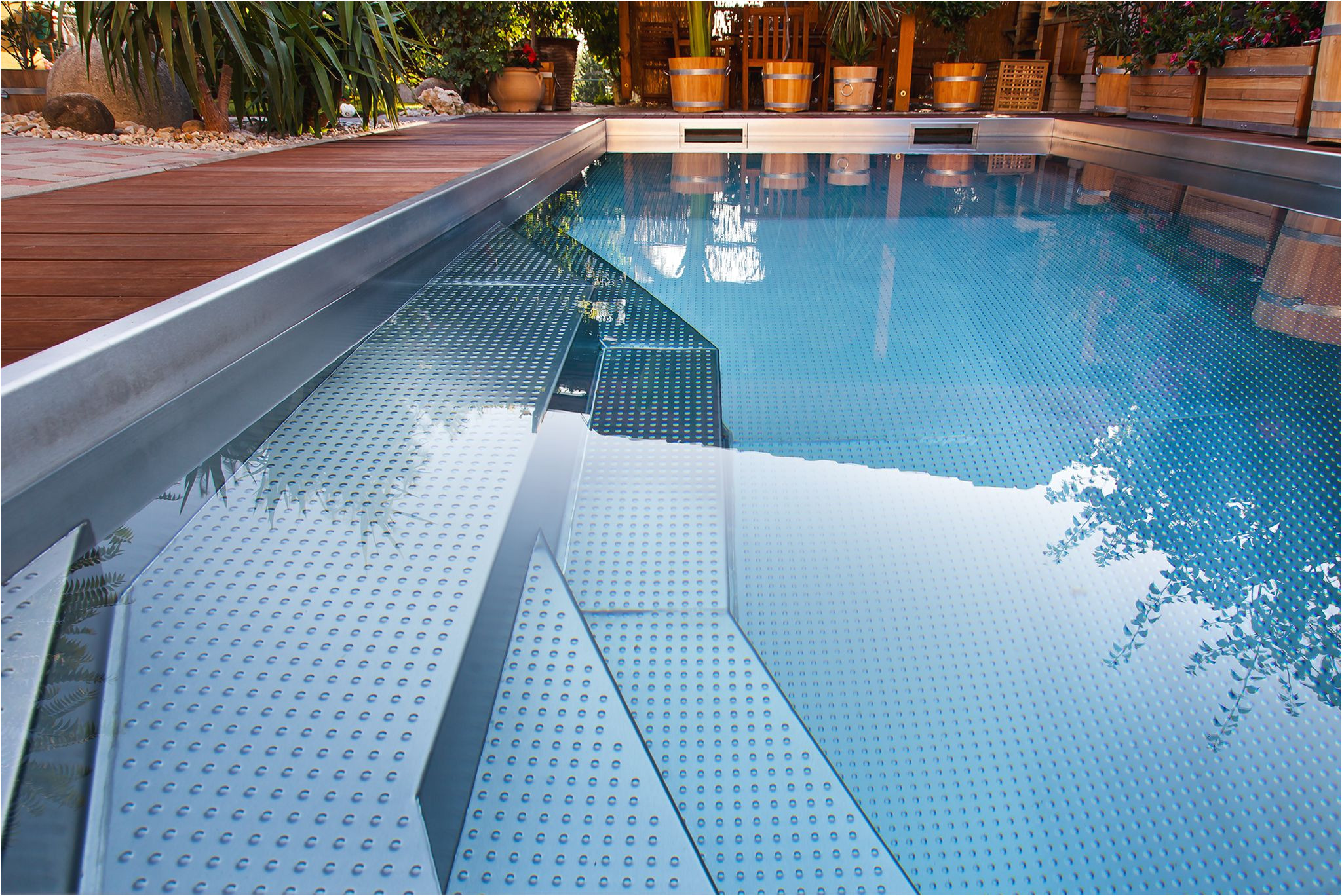 detail of stainless steel pool