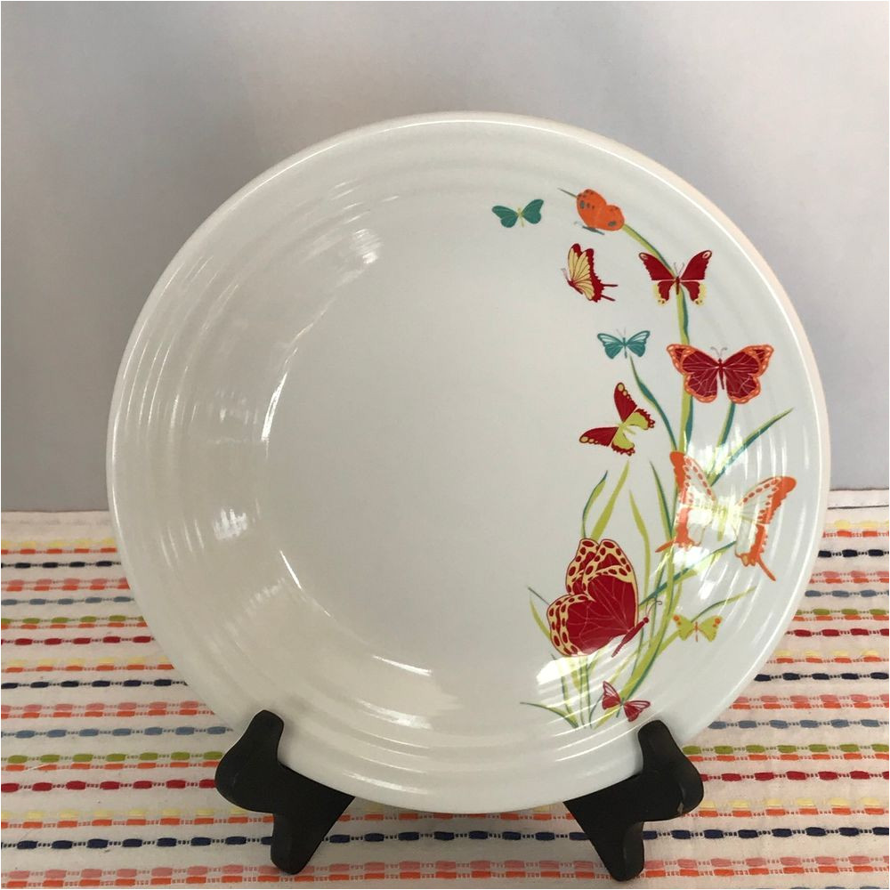 fiestaware white butterflies lunch plate fiesta exclusive 9 in luncheon fiestaware fiesta butterflies madeinusa