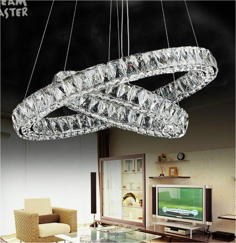 moderno led cristal largo colgante lamparas d20 d30 d40 d50 d60 d70 d80cm 2 anillos redondos combinacia n comedor sala lustres luces