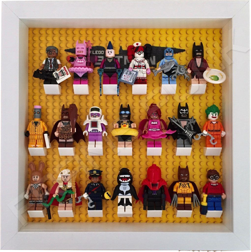lego batman movie minifigures series display frame with minifigures white