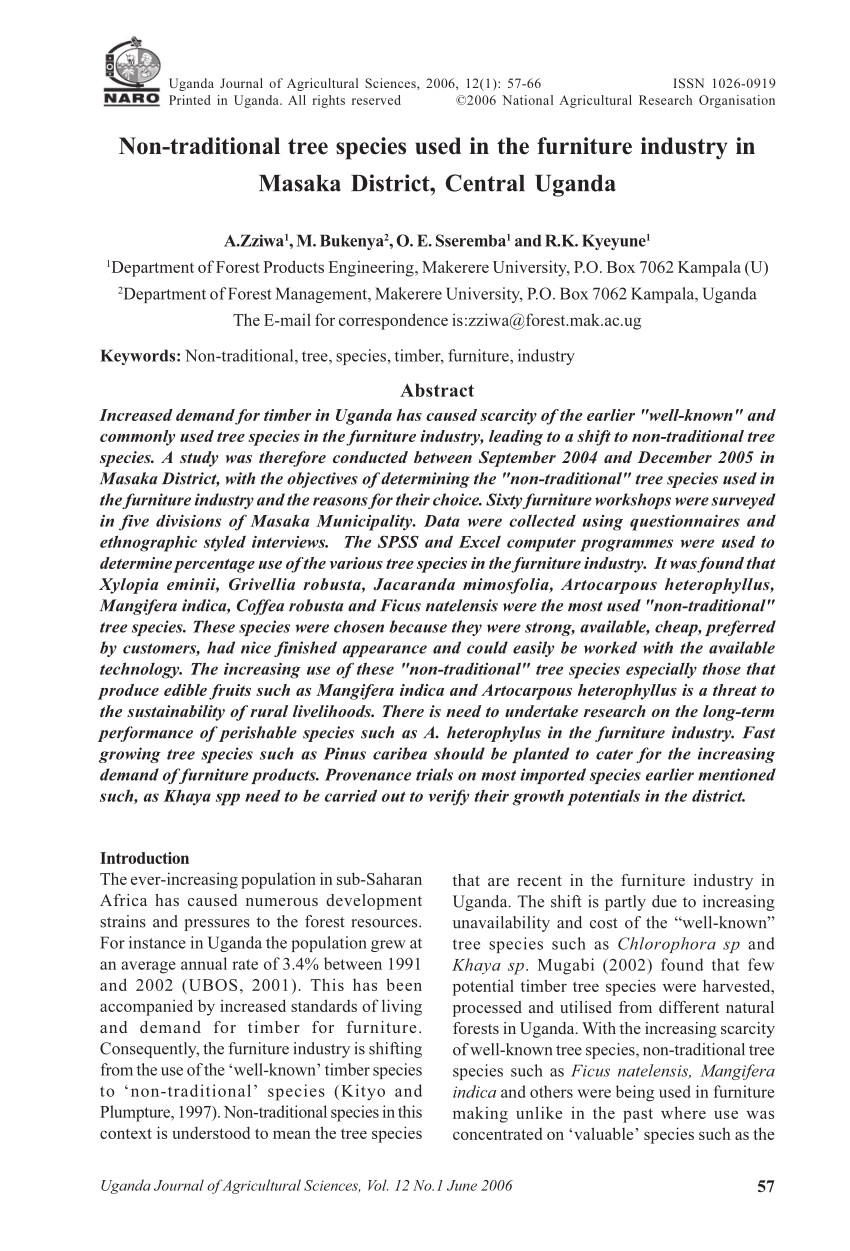 pdf timber management practices and timber species used by small scale furniture workshops in uganda