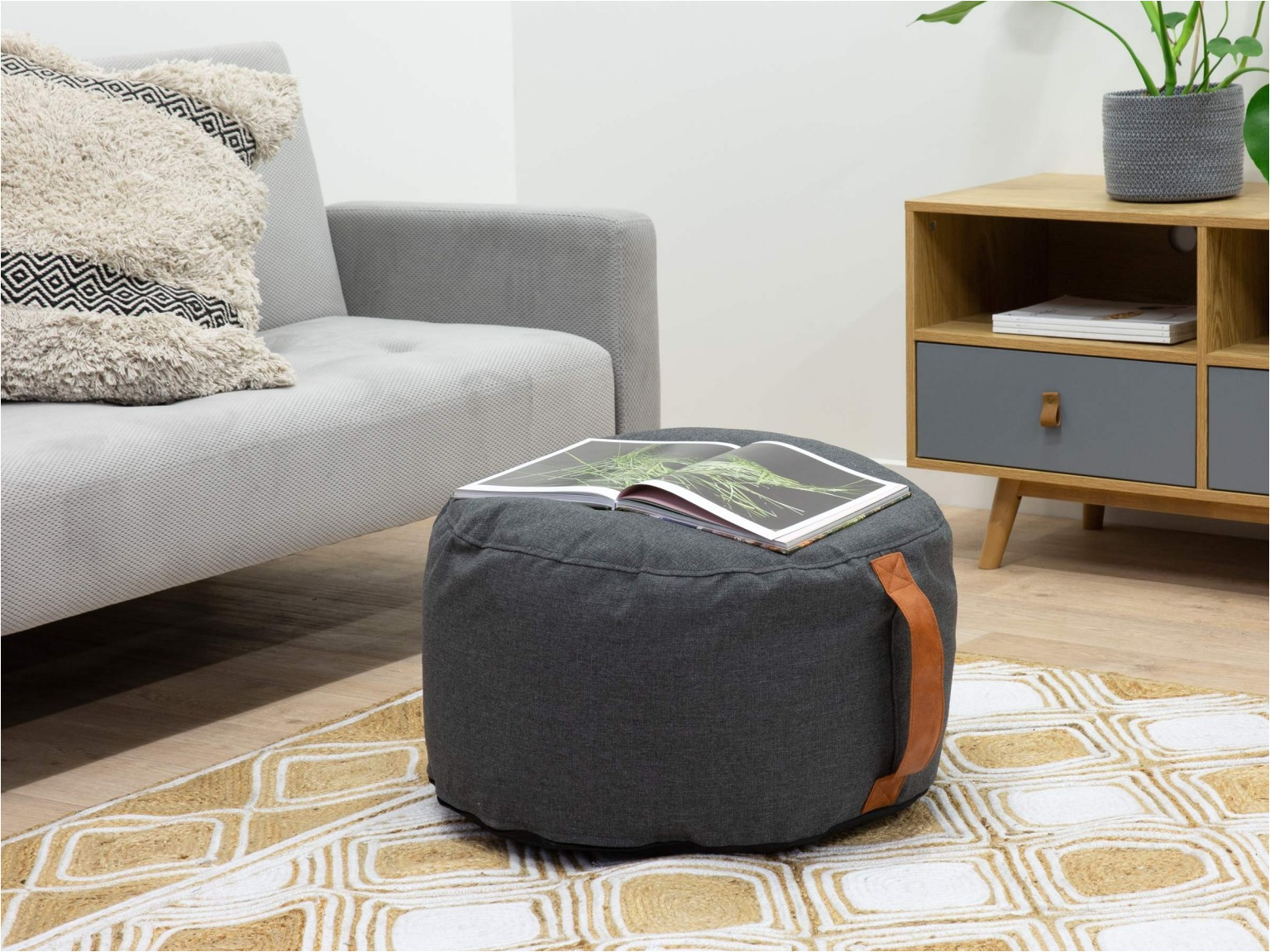 mocka lizzie bean bag ottoman with sienna rug and charli entertainment unit