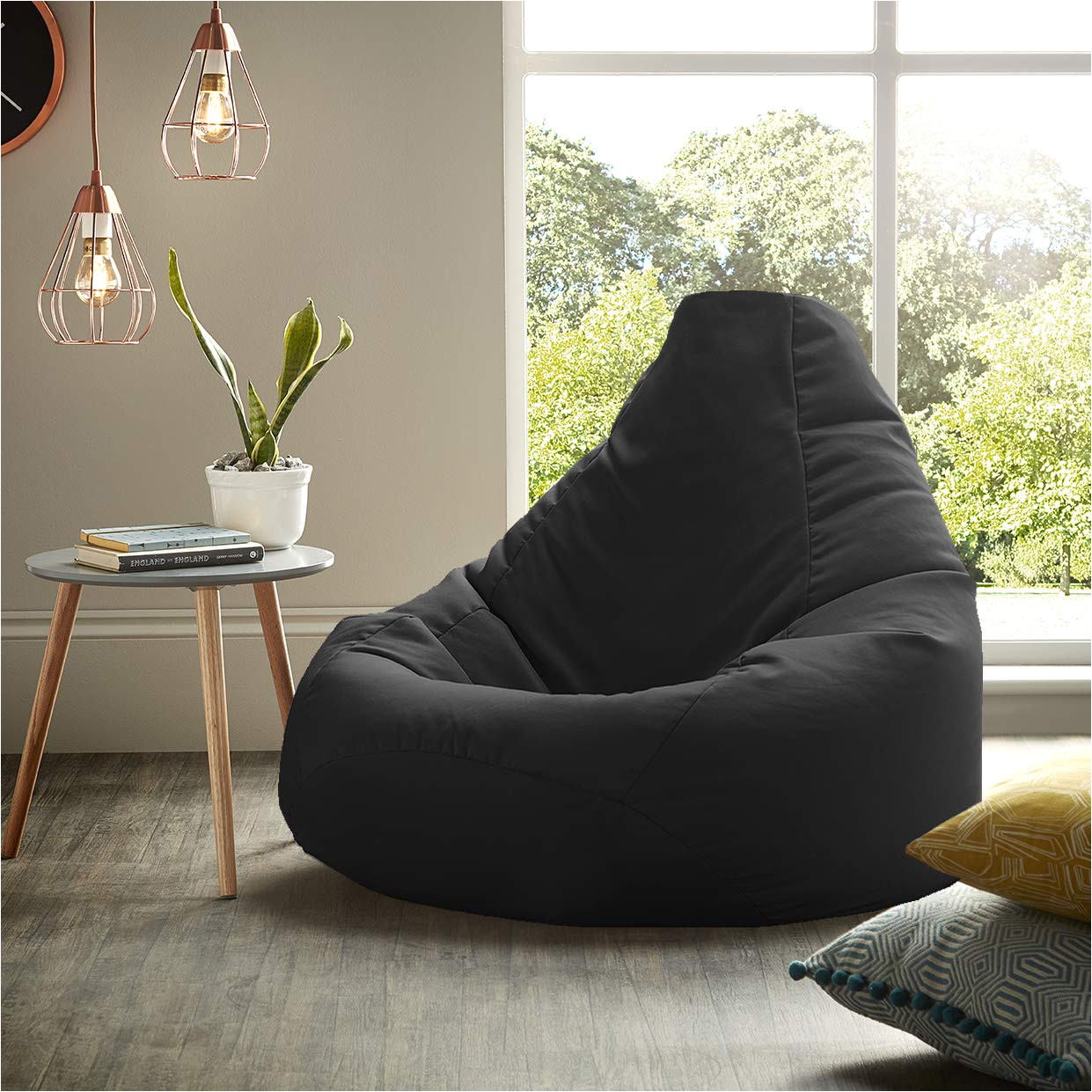 xx l black highback beanbag chair water resistant bean bags for indoor and outdoor use great for gaming chair and garden chair amazon co uk garden