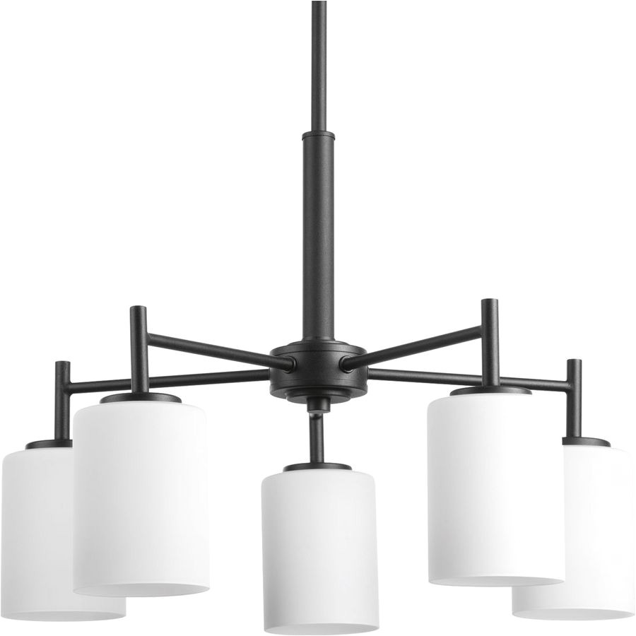 progress lighting replay 21 in 5 light black etched glass shaded chandelier lowes