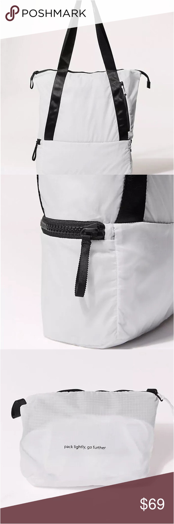 new lululemon go lightly tote packable brand new with tag color white dimensions