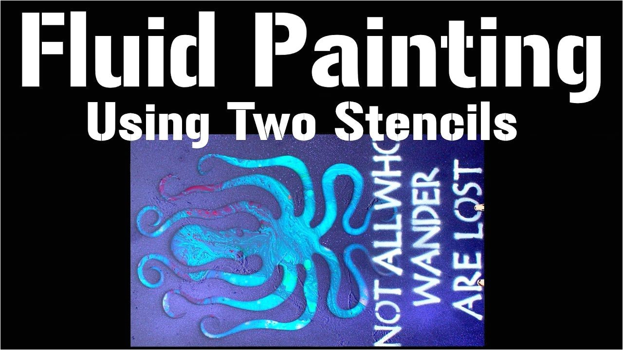 fluid acrylic pouring demo with stencils sign making