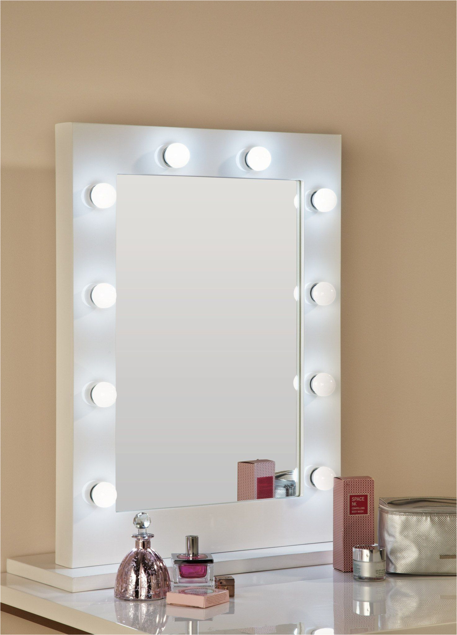 mirrors hollywood mirror in white gloss 80 x 60cm