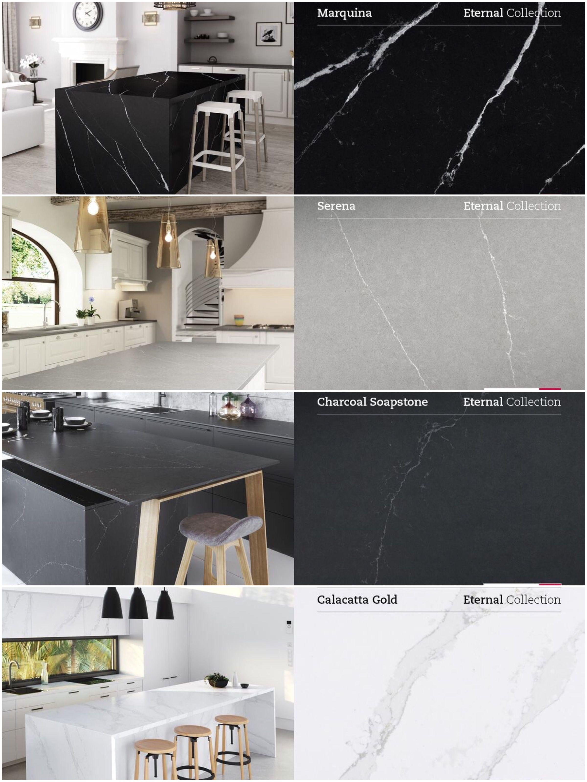 silestone eternal collection marmer look in quarts soapstone granite kitchen modern kitchen