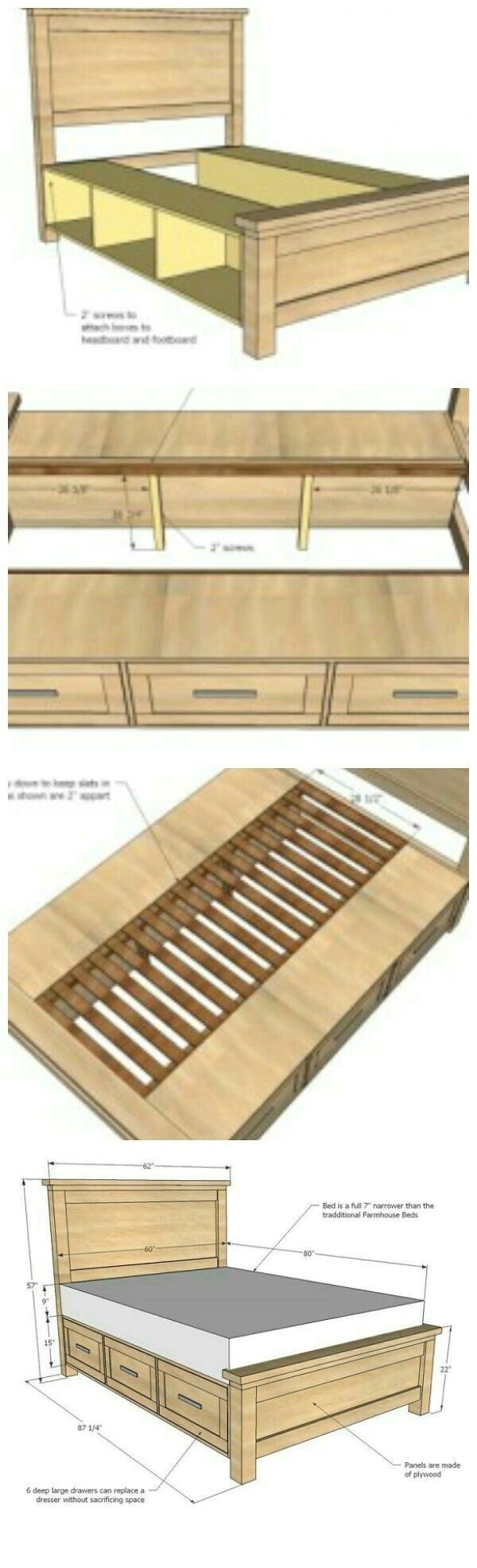 diy farmhouse storage bed with storage drawers