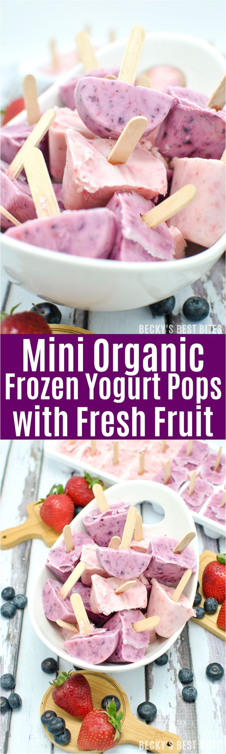 mini organic frozen yogurt pops with fresh fruit is an easy healthy summer kid friendly