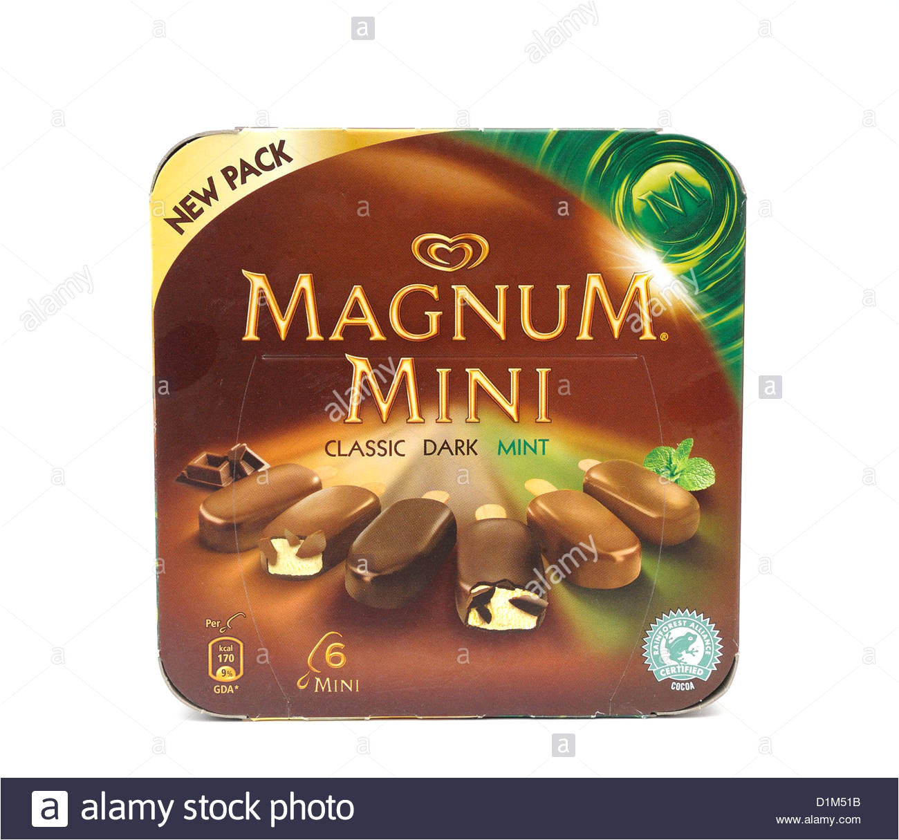 walls magnum mini classic dark mint ice cream chocolate stock image
