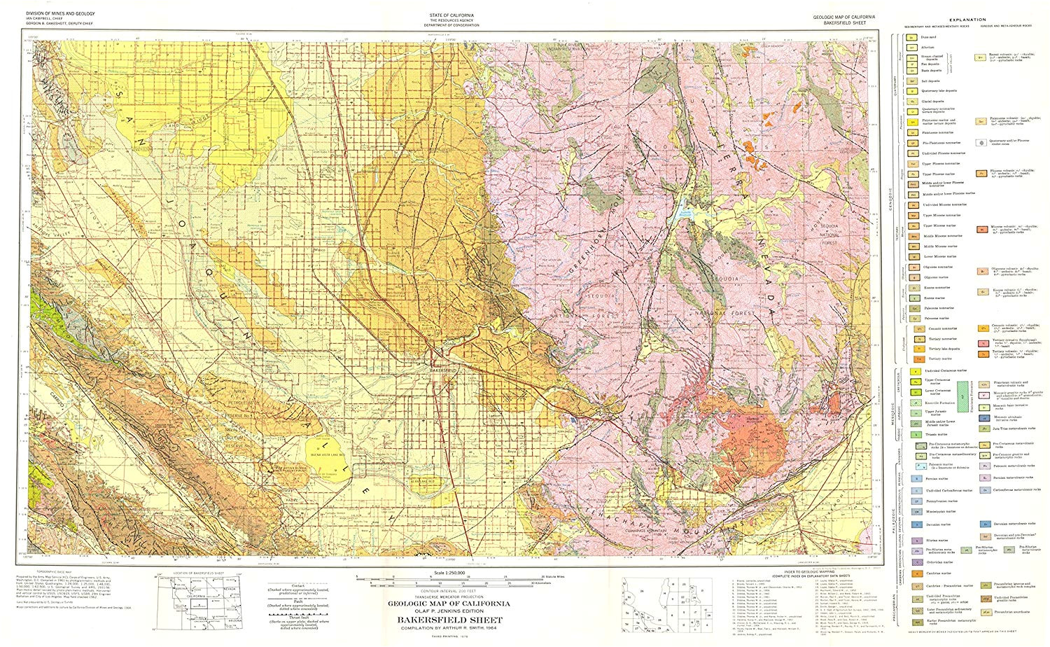 amazon com mining map bakersfield california sheet ca mines 1957 37 33 x 23 glossy satin paper posters prints
