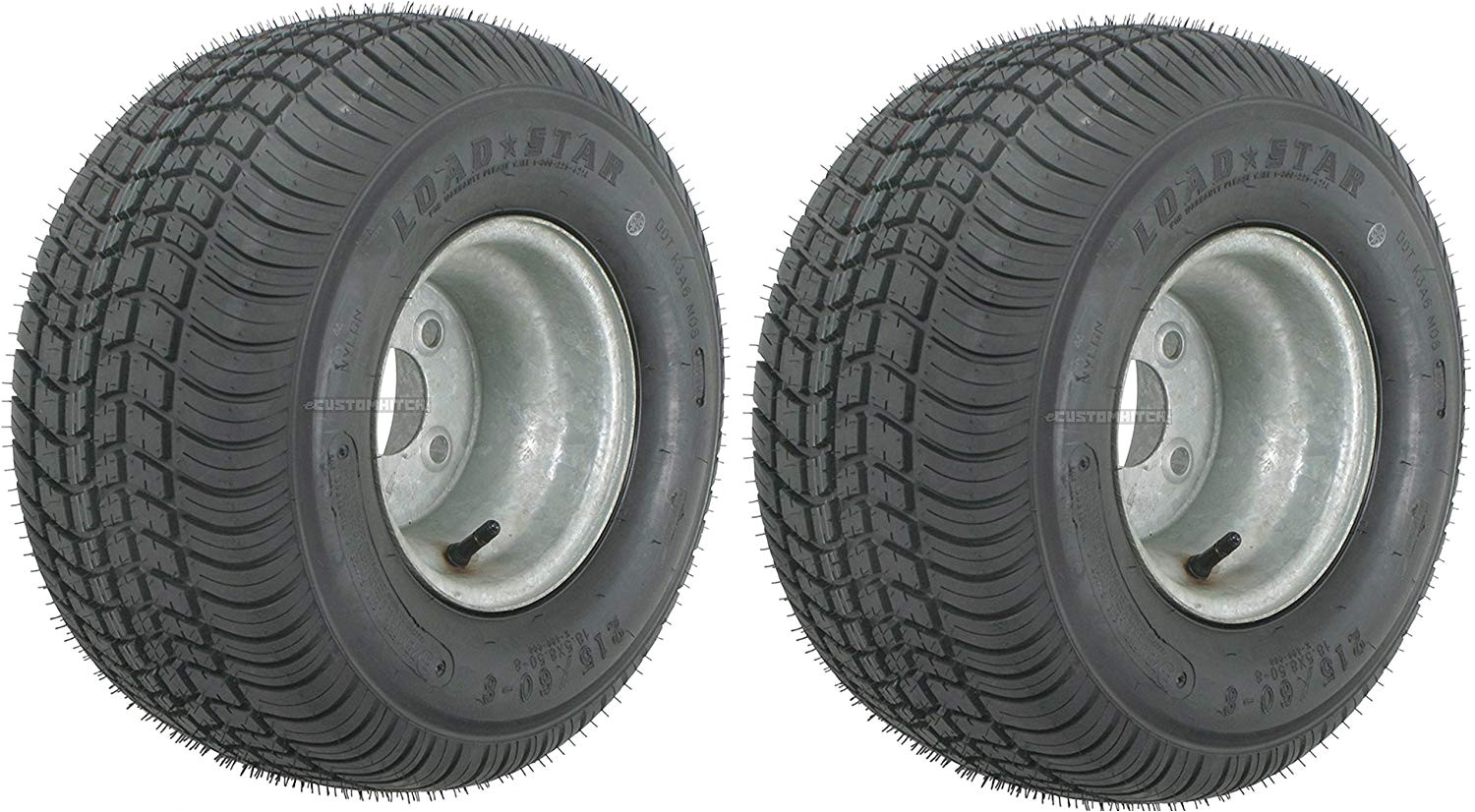 amazon com ecustomrim 2 pack trailer tires on galvanized rims 18 5 8 5 8 215 60 8 load c 4 lug automotive