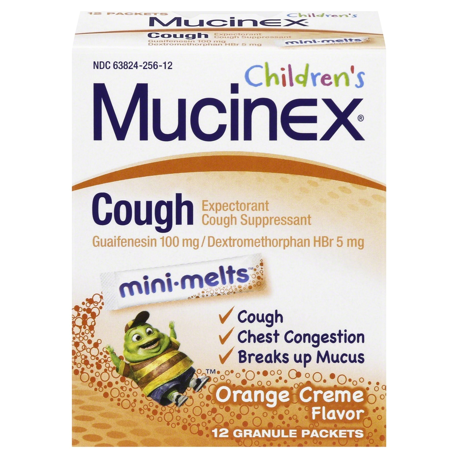 mucinex children s chest congestion expectorant and cough suppressant mini melts orange cra me 12