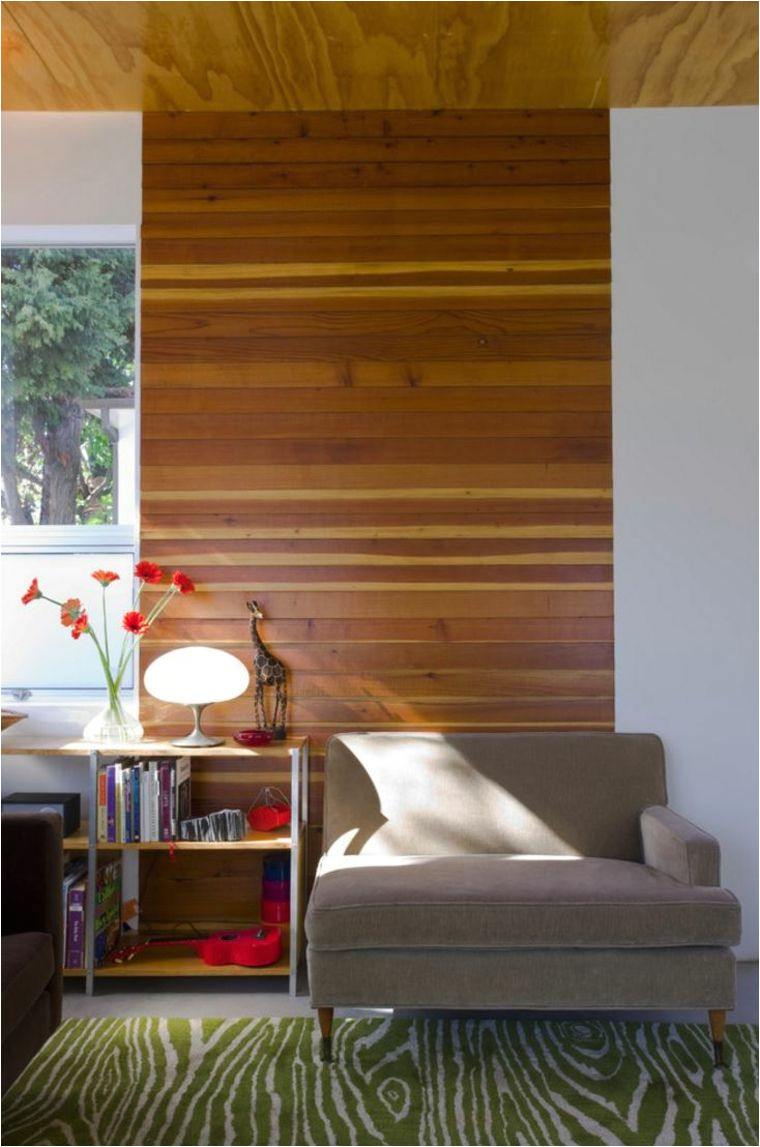 pared moderna revestida madera natural